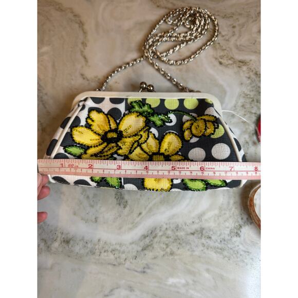 Isabella Fiore Chain Detail Beaded Floral Special Occassion Bag Purse - Picture 8 of 10